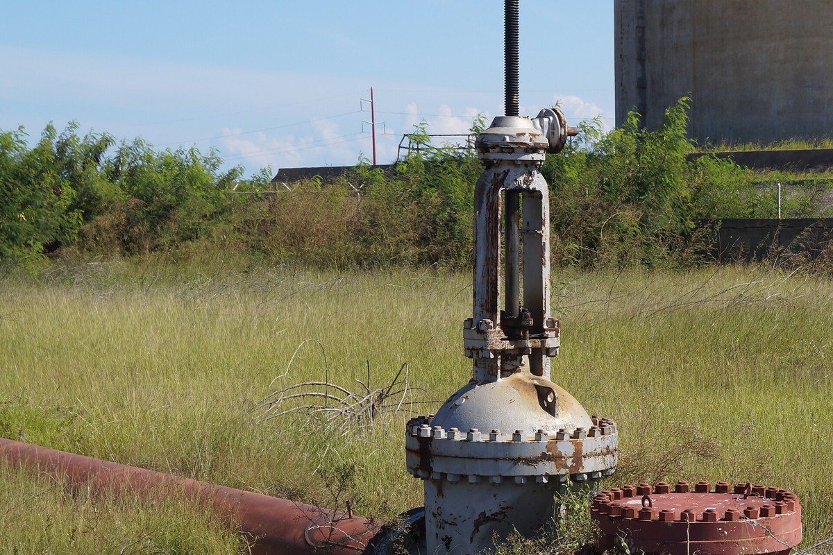 Industrial valve installed in a process system for valve type reference